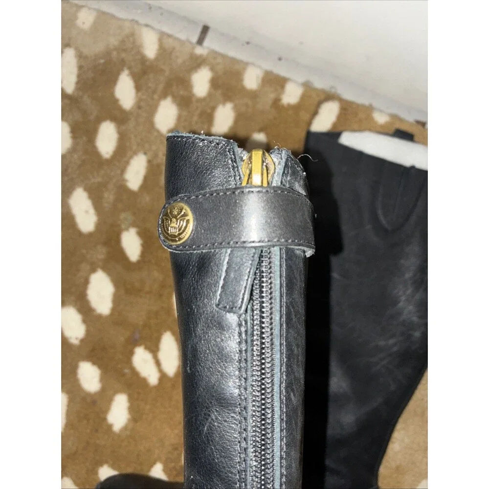 Sam Edelman Women’s Black Leather Riding Boots Wide Calf Knee High Zip